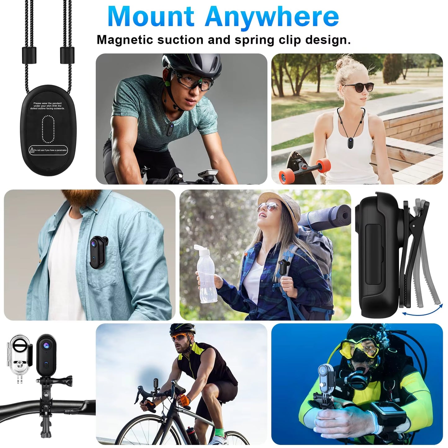 FHD 1080P Mini Body Camera Wearable Action Body Cam Thumb Size Hands Free Recording Body Worn Camera