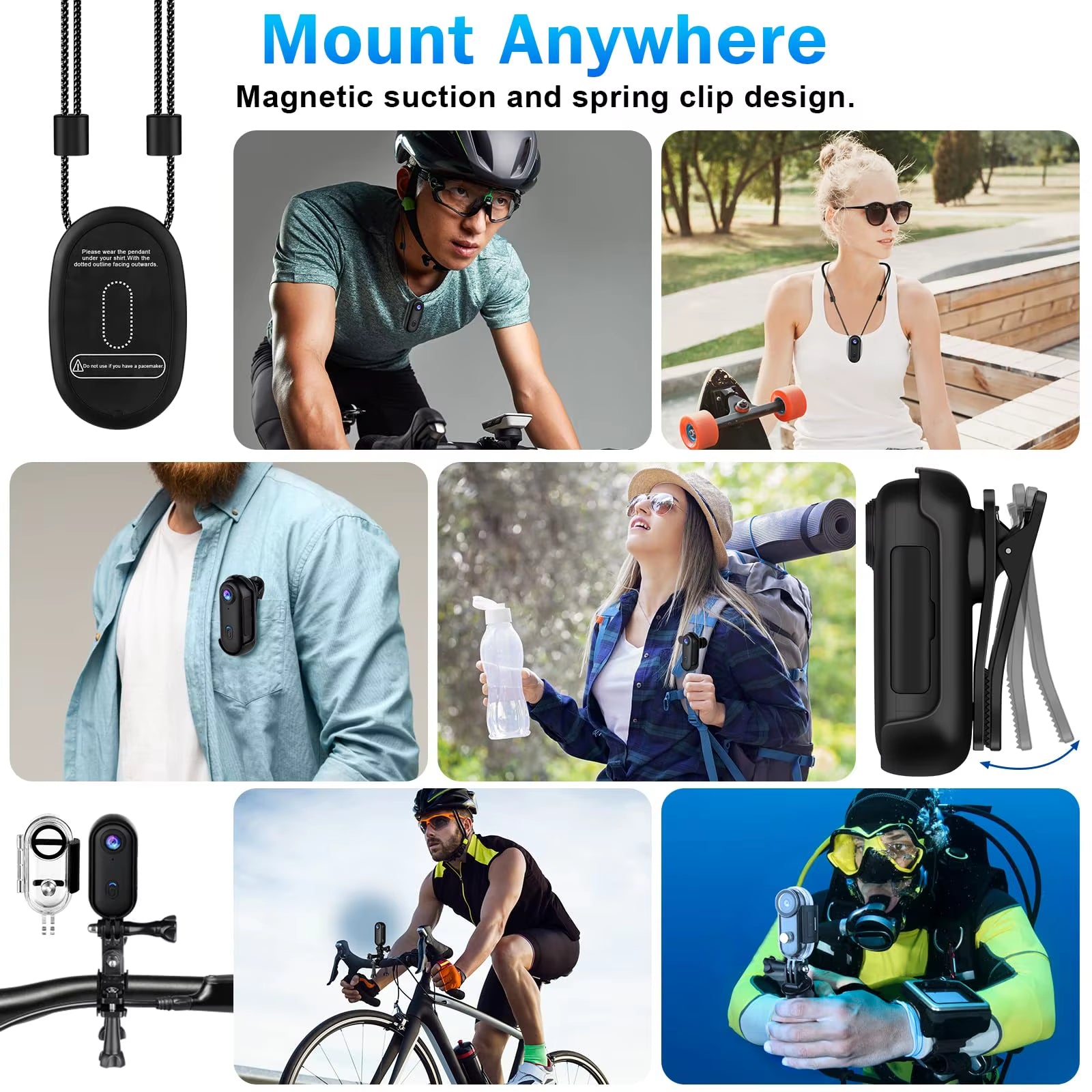 FHD 1080P Mini Body Camera Wearable Action Body Cam Thumb Size Hands Free Recording Body Worn Camera